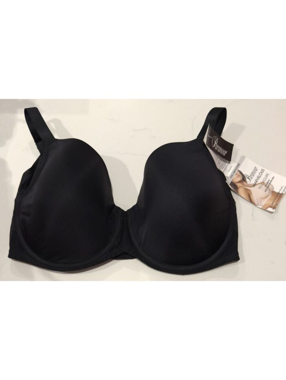 Paramour Marvelous Black Full Figure Seamless Side Smoother Bra Women Size 40DDD